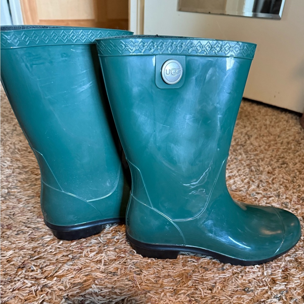 Ugg Sienna Rain Boots Forest Pine Green Mid Calf Size 7